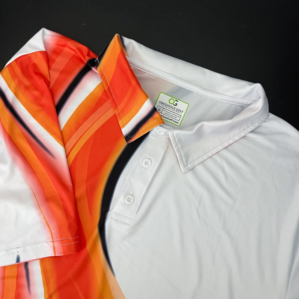 Obnoxious Golf Fireball Polo Shirt Mens XL Abstract Performance Stretch AOP